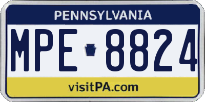 PA license plate MPE8824