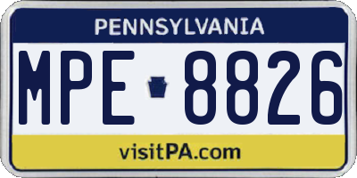 PA license plate MPE8826