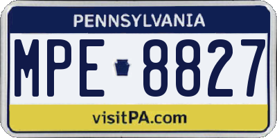 PA license plate MPE8827
