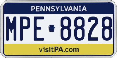 PA license plate MPE8828