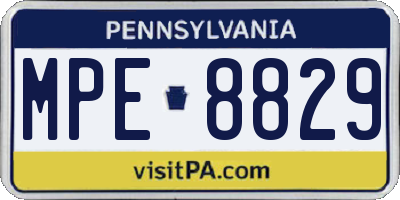 PA license plate MPE8829