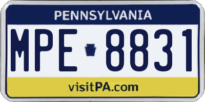 PA license plate MPE8831