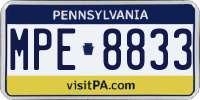 PA license plate MPE8833