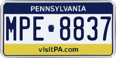 PA license plate MPE8837