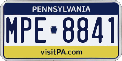 PA license plate MPE8841