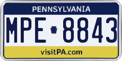 PA license plate MPE8843