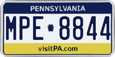 PA license plate MPE8844