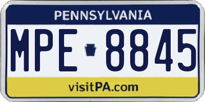 PA license plate MPE8845