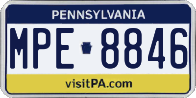 PA license plate MPE8846