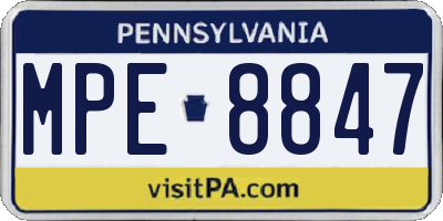 PA license plate MPE8847