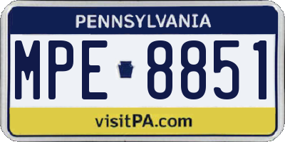 PA license plate MPE8851