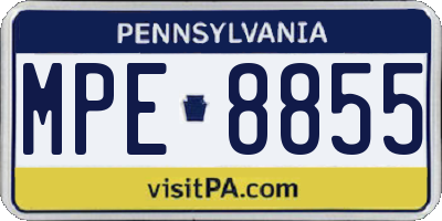 PA license plate MPE8855