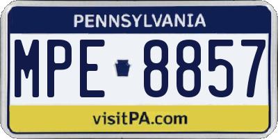 PA license plate MPE8857
