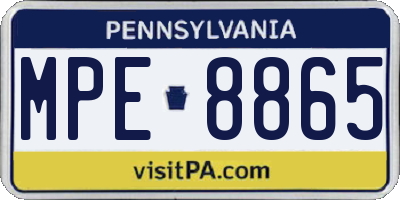 PA license plate MPE8865