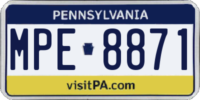 PA license plate MPE8871