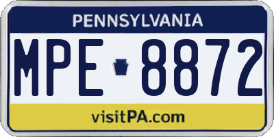 PA license plate MPE8872