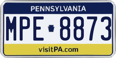 PA license plate MPE8873