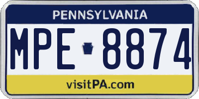 PA license plate MPE8874