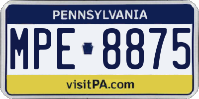 PA license plate MPE8875