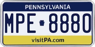 PA license plate MPE8880