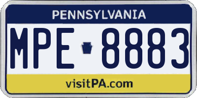 PA license plate MPE8883