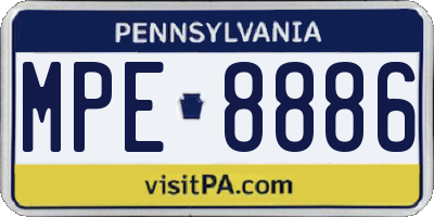 PA license plate MPE8886