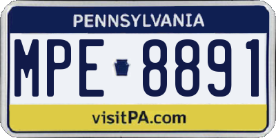PA license plate MPE8891
