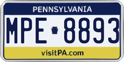 PA license plate MPE8893