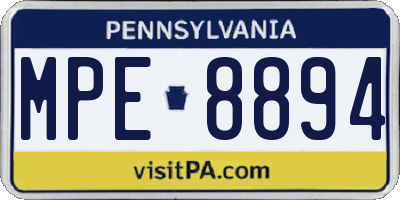 PA license plate MPE8894