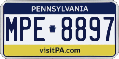 PA license plate MPE8897