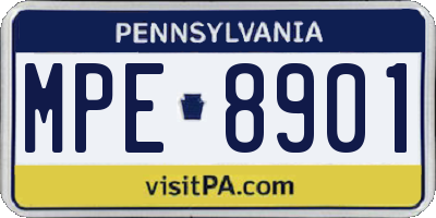 PA license plate MPE8901
