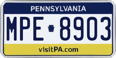 PA license plate MPE8903