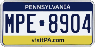 PA license plate MPE8904