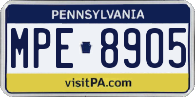 PA license plate MPE8905
