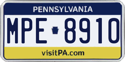 PA license plate MPE8910