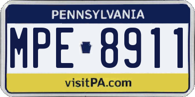 PA license plate MPE8911