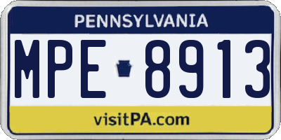 PA license plate MPE8913