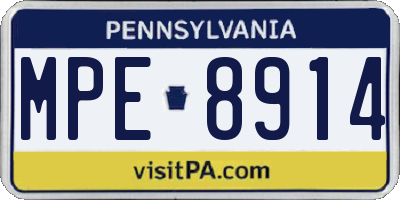 PA license plate MPE8914