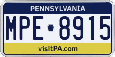 PA license plate MPE8915