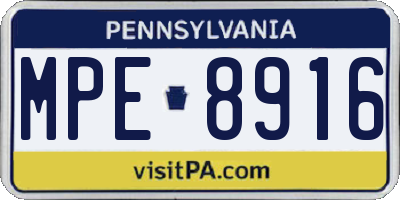 PA license plate MPE8916