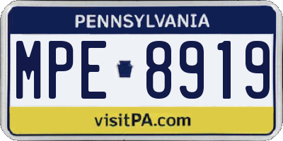 PA license plate MPE8919