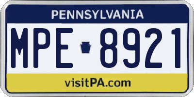 PA license plate MPE8921