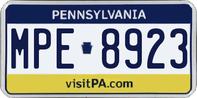 PA license plate MPE8923