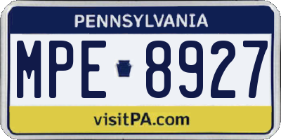 PA license plate MPE8927