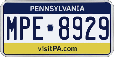 PA license plate MPE8929