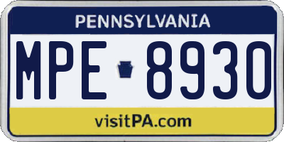 PA license plate MPE8930