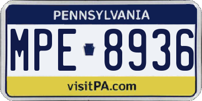 PA license plate MPE8936