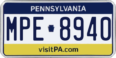PA license plate MPE8940