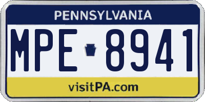 PA license plate MPE8941