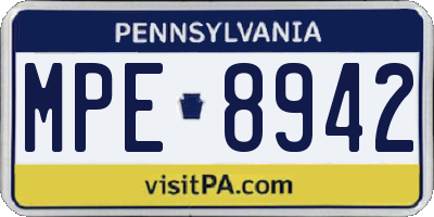 PA license plate MPE8942